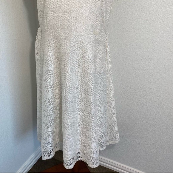 Danny & Nicole Ivory White Sleeveless Fit & Flare Lacey Crochet Sexy Size 14 - Picture 3 of 10